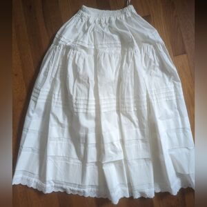 White Victorian Petticoat style skirt with pintucks/pleats Doen Sebastiane